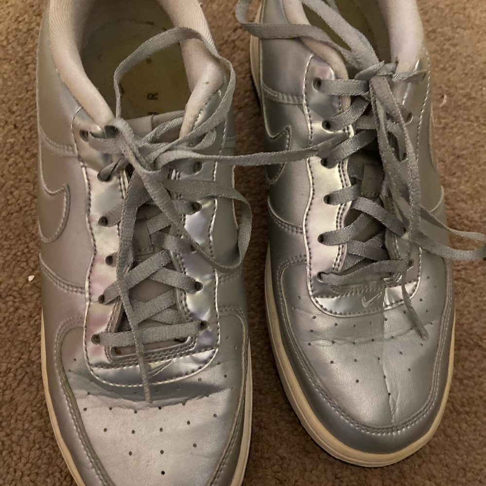 Metallic Silver Air Force 1s LIKE NEW
